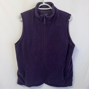 Lands End Dark Purple Woman’s Fleece Zip Front Vest Size Large